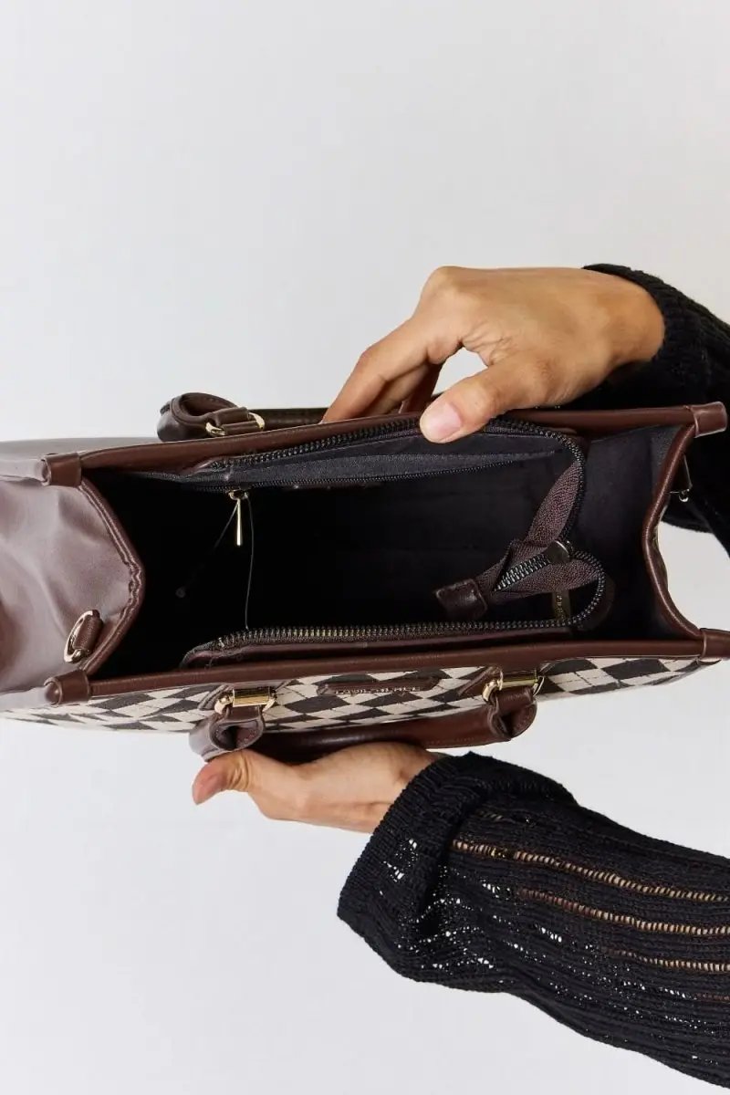 David Jones Argyle Pattern PU Leather Handbag - Love Salve